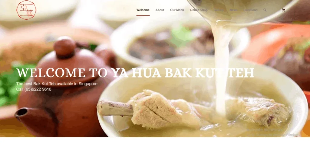 Authentic Bak Kut Teh pork rib soup serving with traditional teapot at Ya Hua Bak Kut Teh Singapore.
