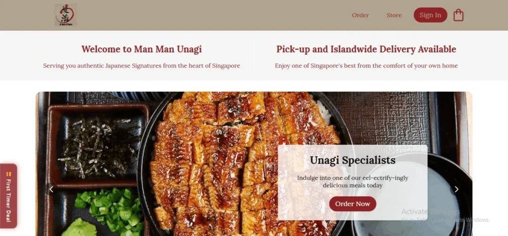Japanese unagi don grilled eel rice set from Man Man Unagi restaurant in Singapore.